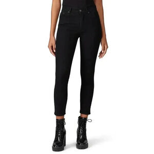 Reformation Jeans Black Organic Cotton Modal Serena Cropped Skinny Jeans Size 24